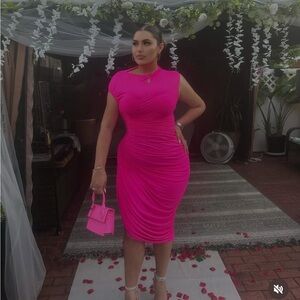 Hot Pink Midi Dress-Akira-Size XL